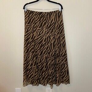 Chicos Lace Animal Tiger Print Maxi Skirt Size 2 (Med)